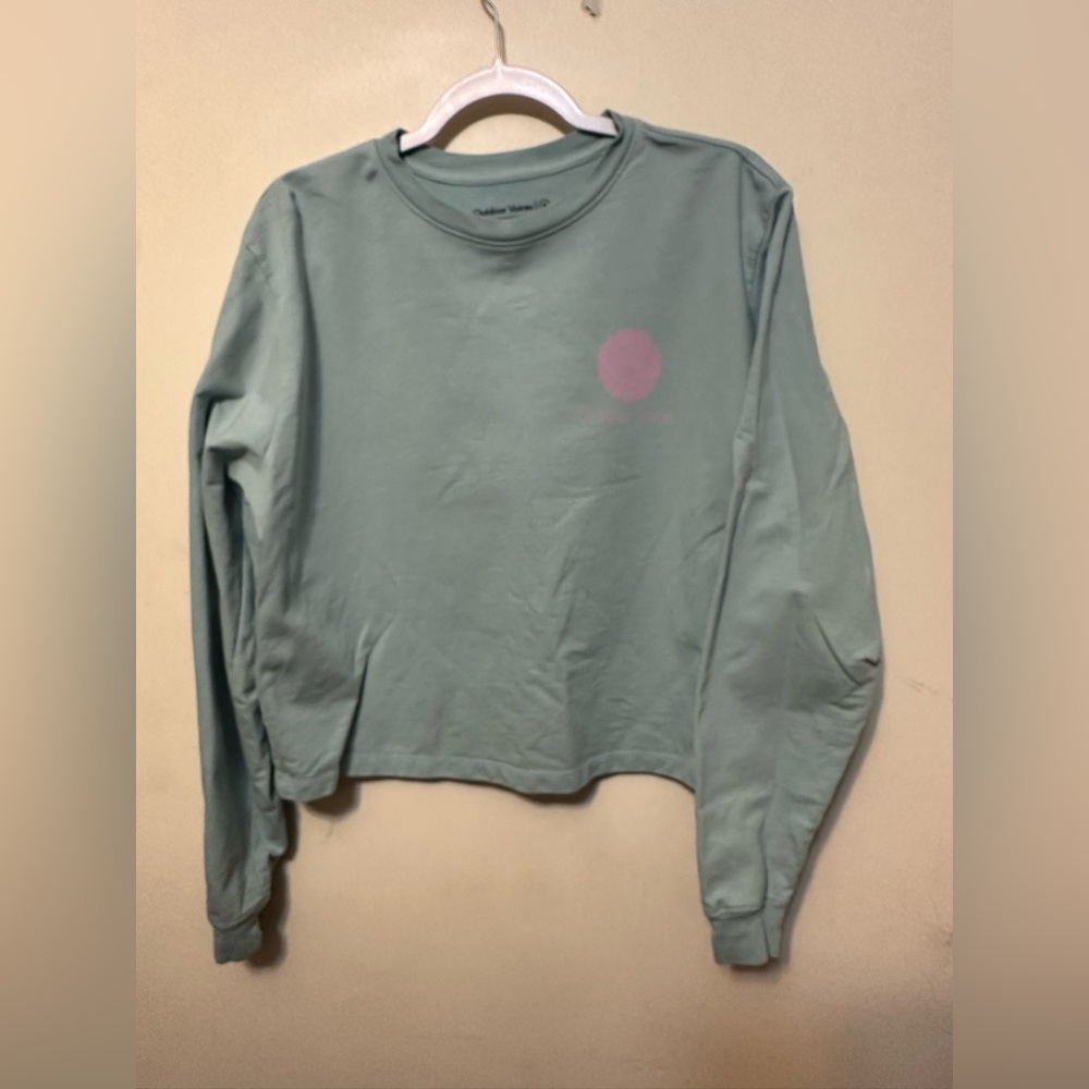 Outdoor Voices Sage Green Long Sleeve Crop Top